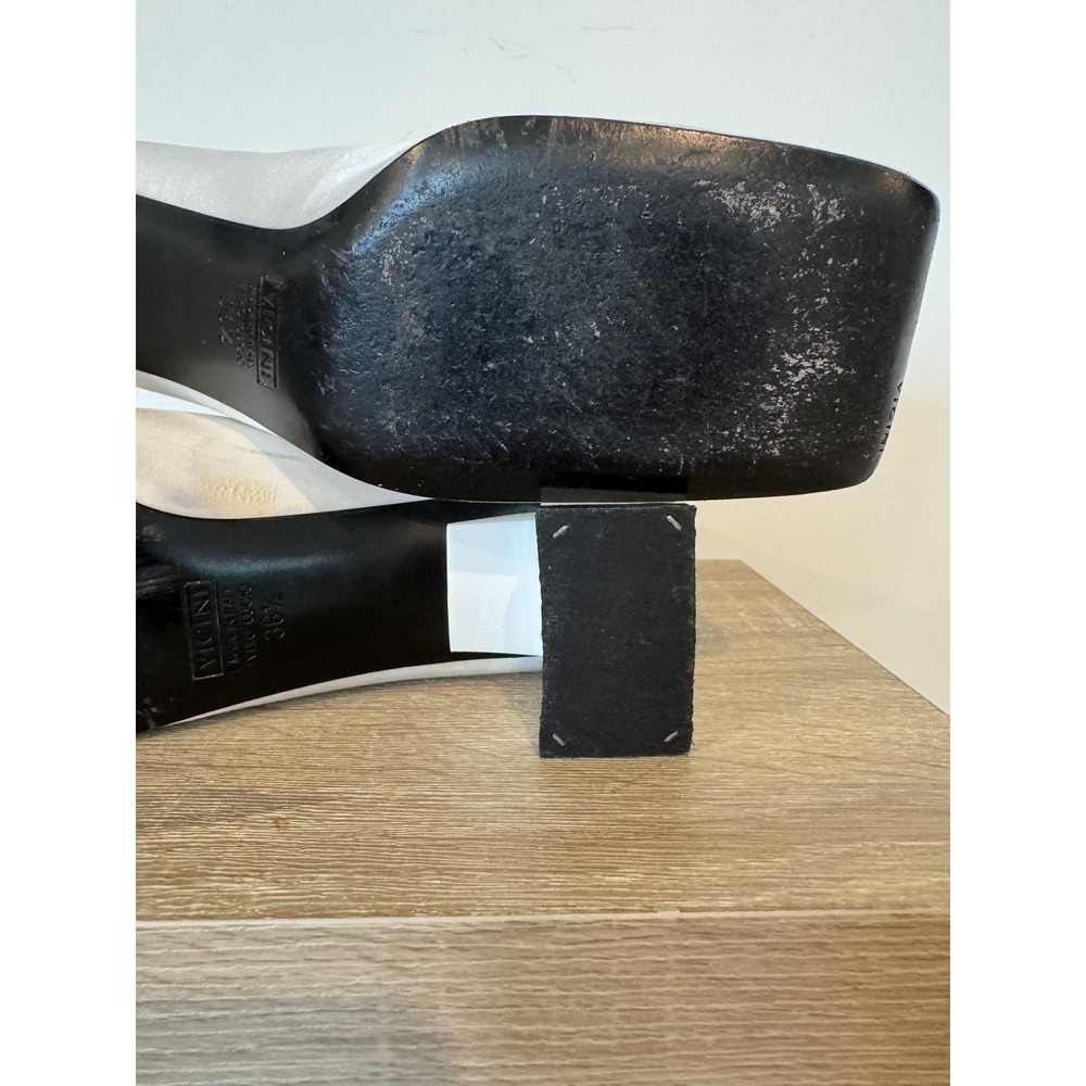 Vintage Giuseppe Zanotti Ivory Satin Square Toe Bow Block Heel Pumps Size 36.5 - Picture 14 of 16